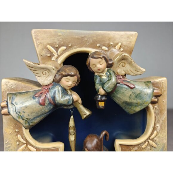 Vintage Roman Inc Nativity Cross Scene Figurine Candle Holder Hand-Painted - Picture 3 of 8